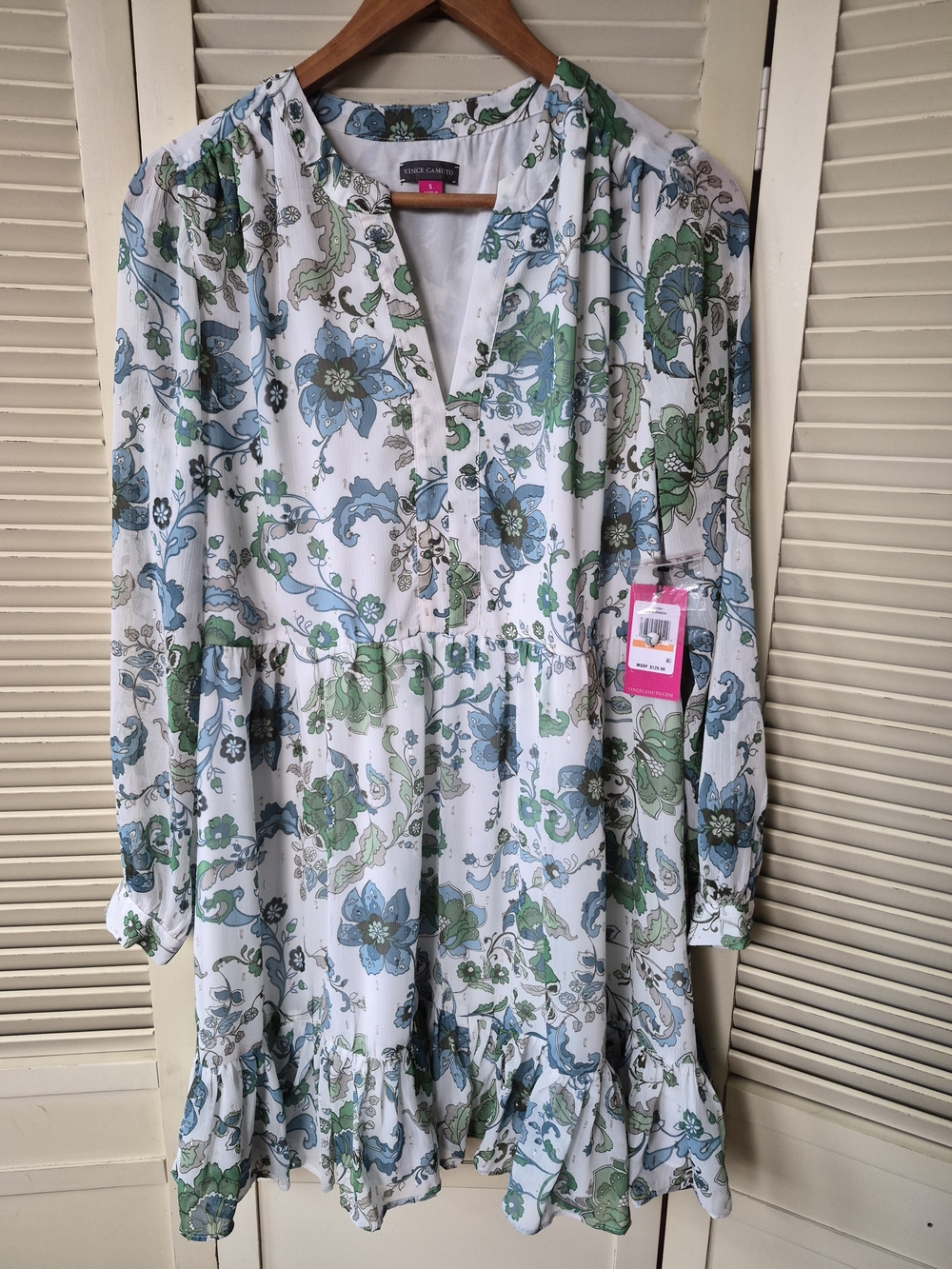 Vince Camuto NWT $129 Floral Long-Sleeve Dress Size Small